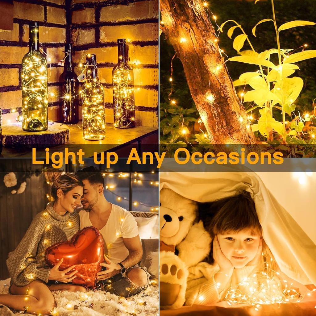 6 Pack Fairy Lights Battery Operated 7ft 20 LED Mini String Lights Twinkle Lights Silver Wire Firefly Starry Moon Lights for Mason Jars Wedding Party