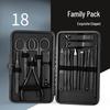 18-Piece Black Stainless Steel Manicure Set with Nail Clippers