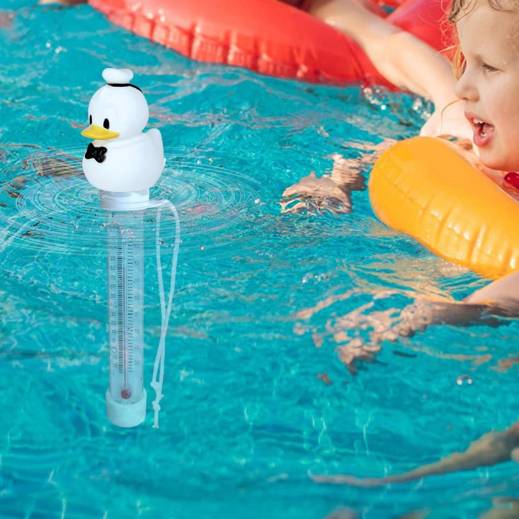 Teploměr do bazénu Plovoucí kachnička Měřič teploty vody Snadno čitelný Plovoucí měřicí zařízení s provázkem Pro bazén