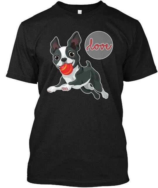 Love Boston Terrier Funny Gift T-Shirt Made in the USA Size S to 5XL XL