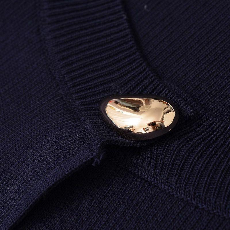 Kaslead New Women clothes Western Style Versitile Fashion Gold Decorated Row Button Knitted Outerwear 6427013