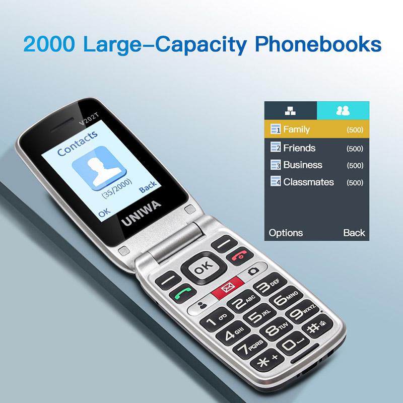 UNIWA V202T 4G Klapp-Seniorenhandy Doppelbildschirm SOS-Taste Tastatur Feature Phone