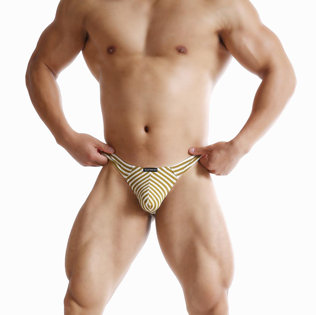 Herren String Tanga mit Streifenmuster, elastische Gay-Unterwäsche, Penis-Hipster, Jockstrap, sexy, niedrige Taille, G-String, nahtlose T-Hose