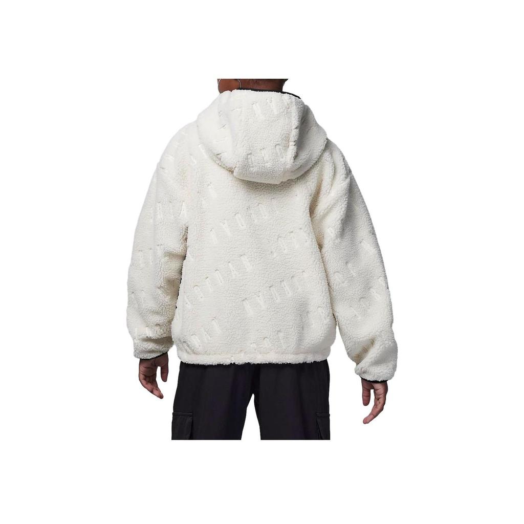Jordan Solid Logo Printed Hooded Zip-Up Long Sleeve Jacket Kids Jackets White FV2882-120