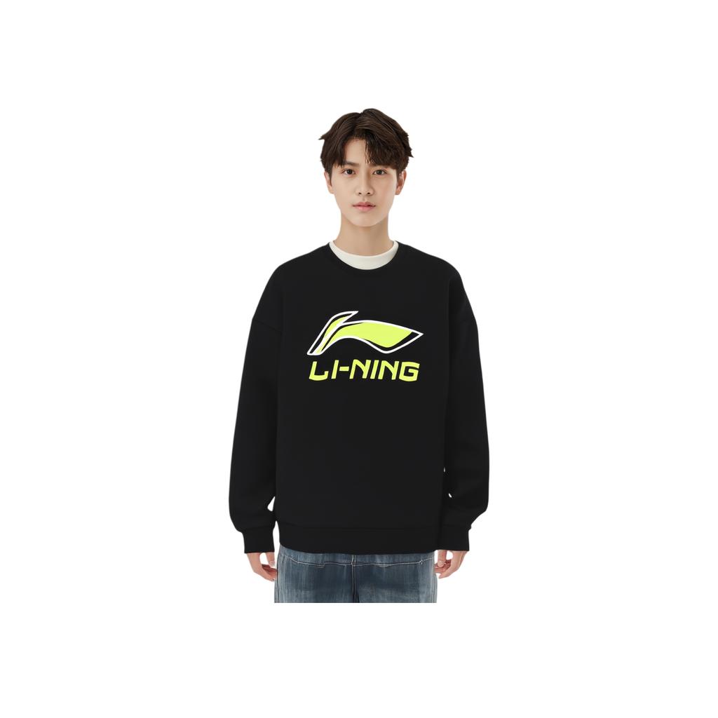Li Ning Sports Fashion Serie Lässiges Colorblock-Sweatshirt mit gedrucktem Logo für Herren Schwarz AWDR369-2