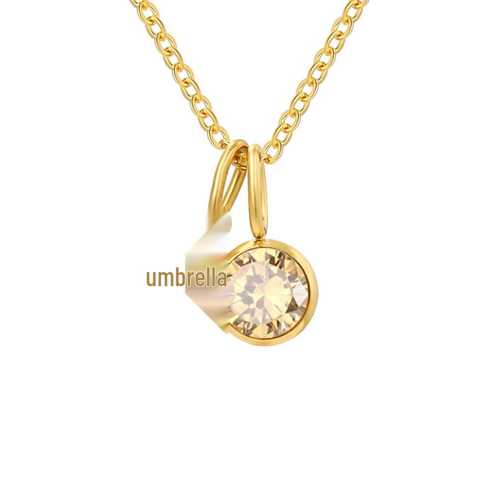 eManco Zodiac Rune Necklace with Rhinestone Birthstone in Stainless Steel