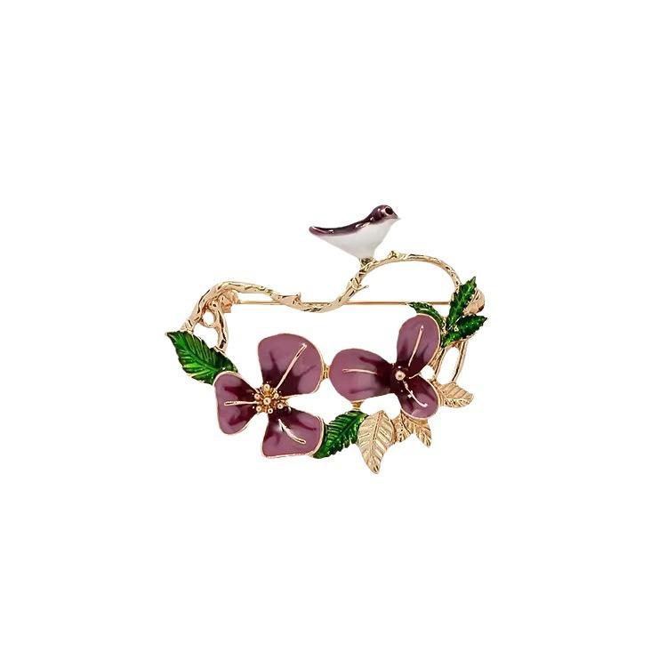 Retro Blume Zweig Vogel Brosche High-End Weiblich Zarte Iris Vogel Brosche Nische Design Anstecknadel Kleidung Accessoires