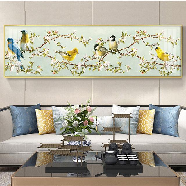 

Тварини, олійні картини на полотні, птахи, дерева, пейзажі, плакати та принти, барвисті настінні картини для домашнього декору у вітальні без рамки 60cm×170cm NoFrame