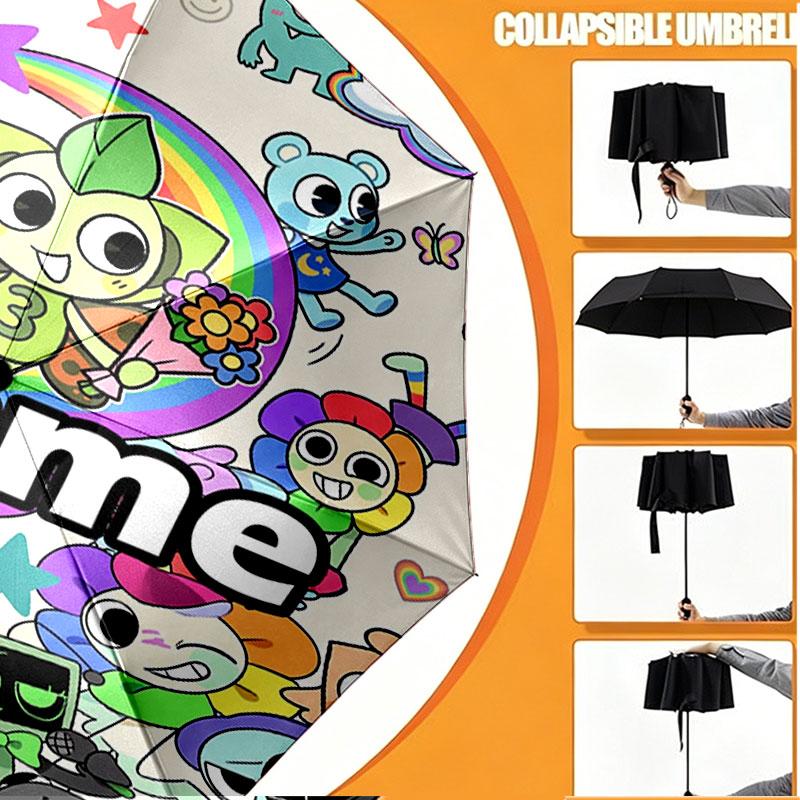 Custom Name Personalized Dandy's World Print Umbrella, Auto Open Close, 8‑Rib Sturdy Frame, Commute Camping Hiking Use, Birthday Gift