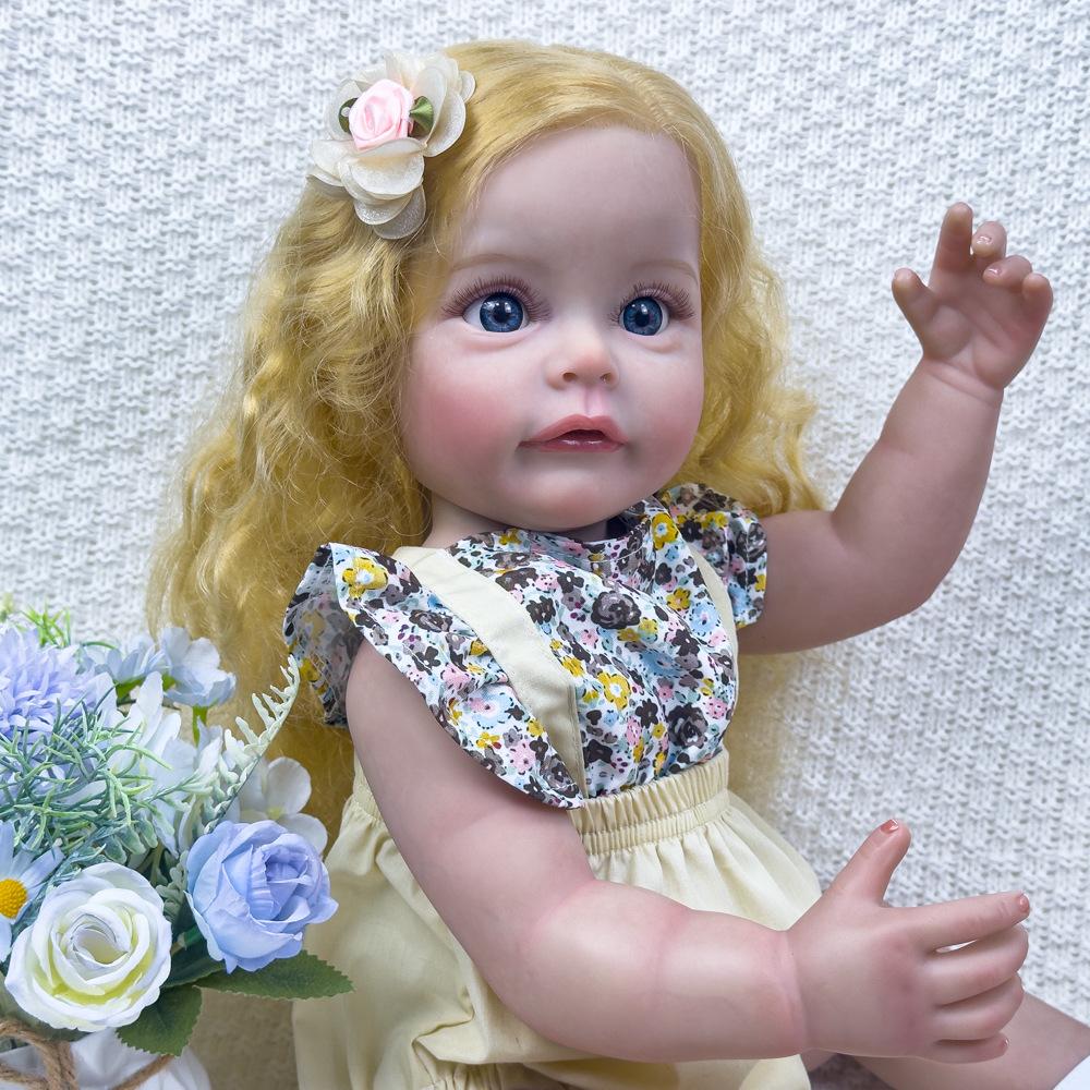 55CM Zmywalna, realistyczna, miękka, ręcznie malowana lalka symulacyjna Baby Reborn. Dzieci towarzyszą lalce do zabawy