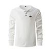 Waffle Autumn Winter Men's Polo Shirts Collar Solid Color Long Sleeves Sport Tops Fashion Casual Polos