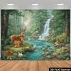 1Pcs Forest Stream Animals Deer Fox Waterfall Decoration Background Nature Backdrop Decorations For Photo Studio Booth Party