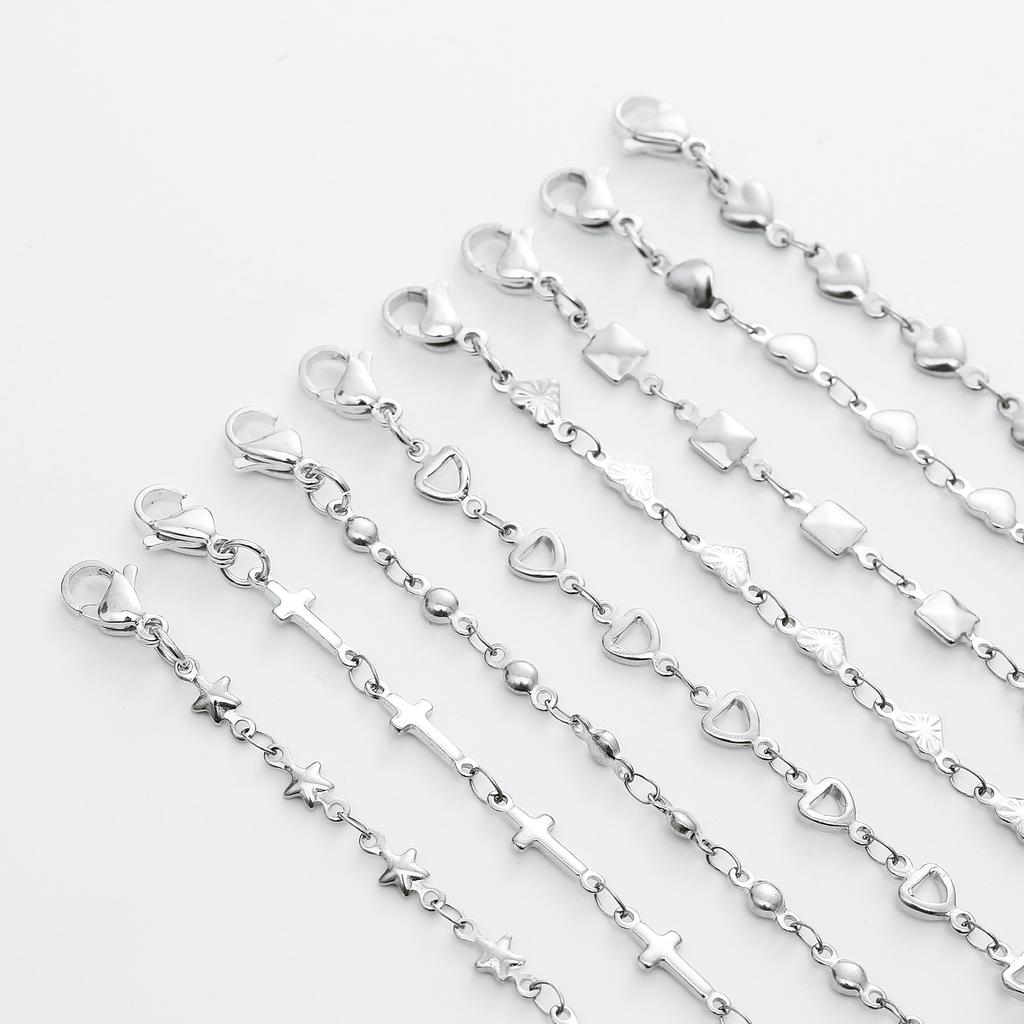 Fashion Stainless Steel Peach Heart Heart-shaped Chain Bracelets for Women Cross Personalized Extension Chain Adjustable Jewelry