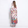Spring Autumn Women Plus Size Print Designer Runway Dress Oversized Loose Single Breasted Long Maxi Lace-up Holiday Beach Dress