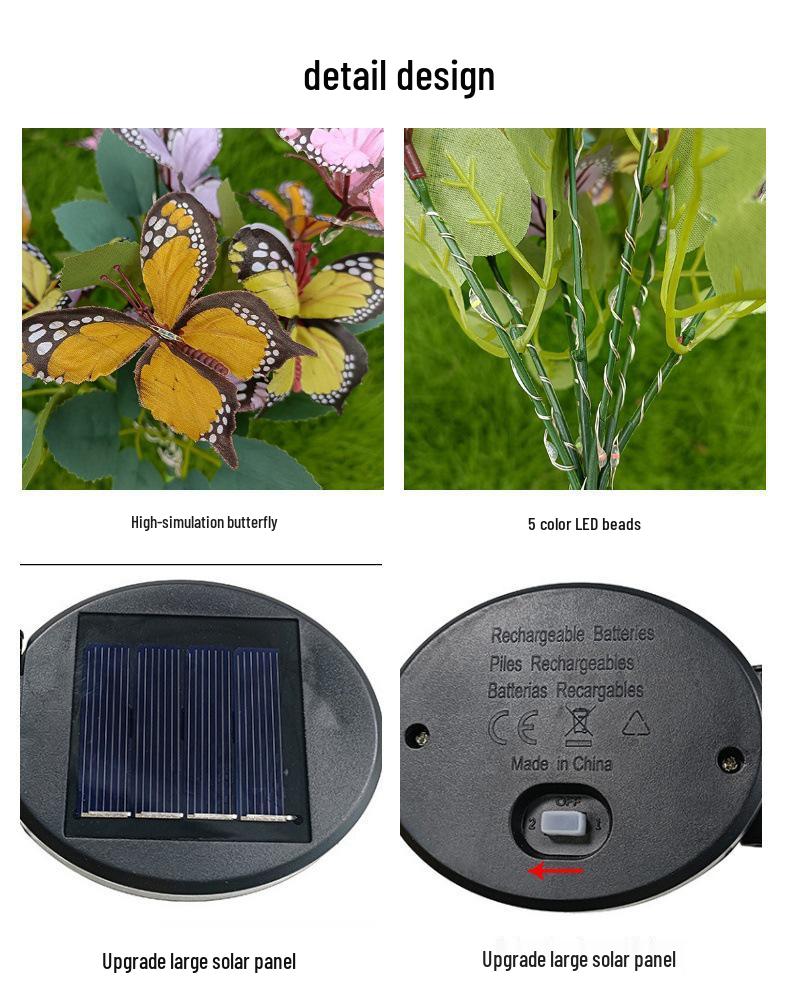 Solar-Powered Butterfly Flower Garden Lamp - Waterproof Outdoor Yard Light