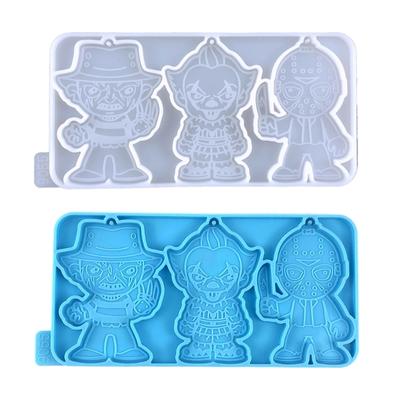 Glänzende Silikonharzformen Halloween Weirdo Schlüsselanhängerform DIY Anhänger Ornamente Schmuck Epoxidharz Bastelform