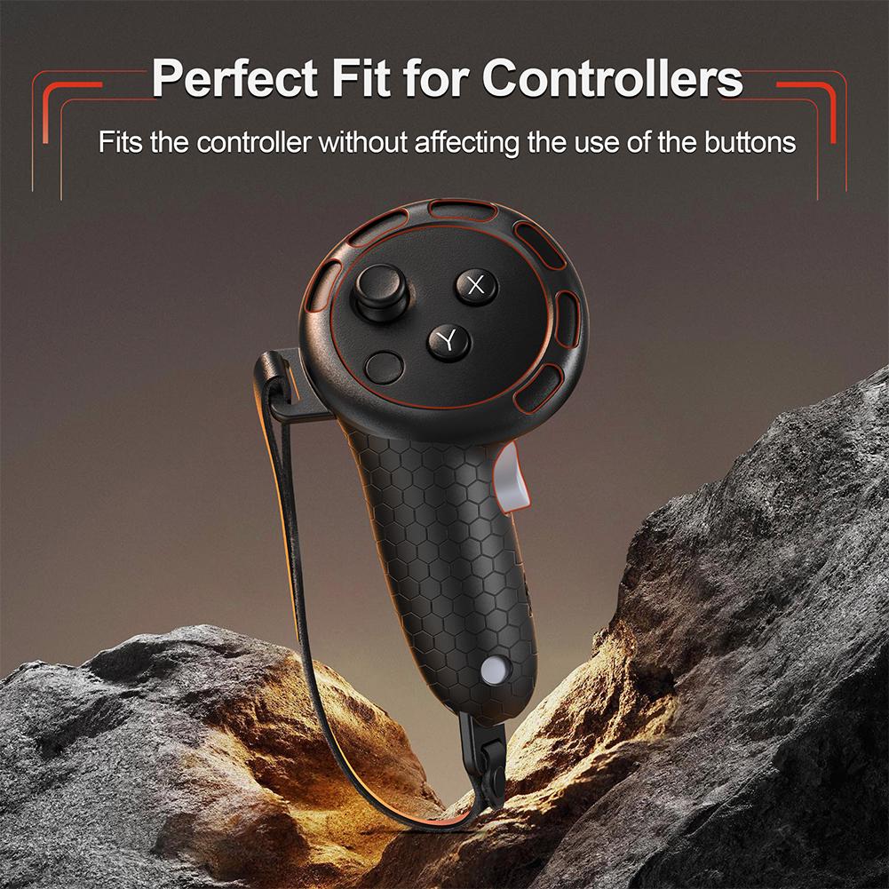 Silikon-Controller-Griffe mit Handschlaufe Rutschfeste Griffabdeckung Controller-Griffabdeckung für Quest 3S/für Quest 3 VR-Zubehör