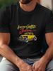 1pc American Graffiti Vintage Car Graphic T-shirt - Black 180g Cotton Crew Neck Short Sleeve Tee with Retro Movie Design