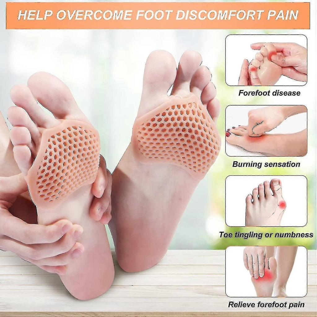12 Pieces Silicone Forefoot Pads With Perforated Breathable Pain Relief Footpads