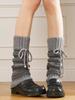 Retro Striped Knitted Stacking Socks Autumn And Winter New Thickened Warm And Comfortable Wool Straps Bow Tube Socks