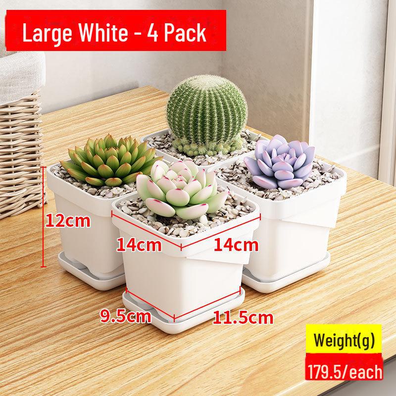 

Креативный дышащий квадратный цветочный горшок с поддоном - утолщенный пластик для дома или офиса