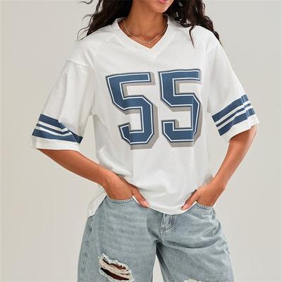 Digit 55 Muster 3D-Druck Grafik Oversize T-Shirt Damen T-Shirt Y2k Sport Casual Kurze Halbarm Lose Street Wear Top