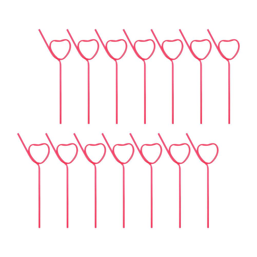 25Pcs Heart Shape Straws Pet Reusable Drinking Straws for Valentine's Day Party Home Bar Cocktail Juice Beverages Premium