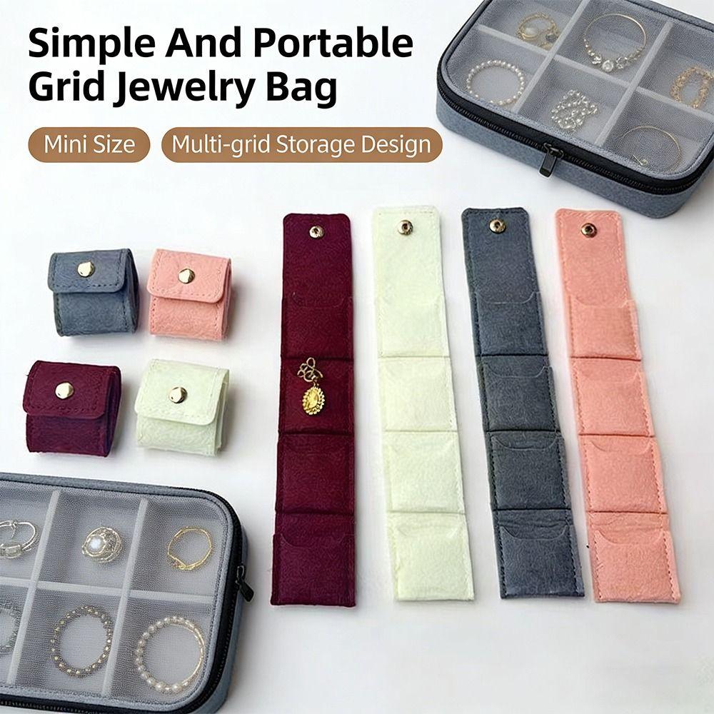 Mini Velvet Jewelry Display Bag Microfiber Fabric/Felt Simple Foldable Ring Packing Bag Flip Cover Earrings Organizer