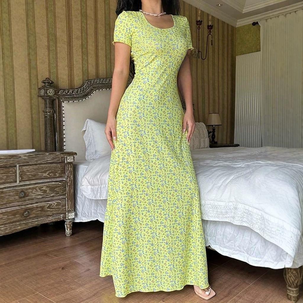 Foreign trade women's clothing hot-selling summer fashion printed back strap dress