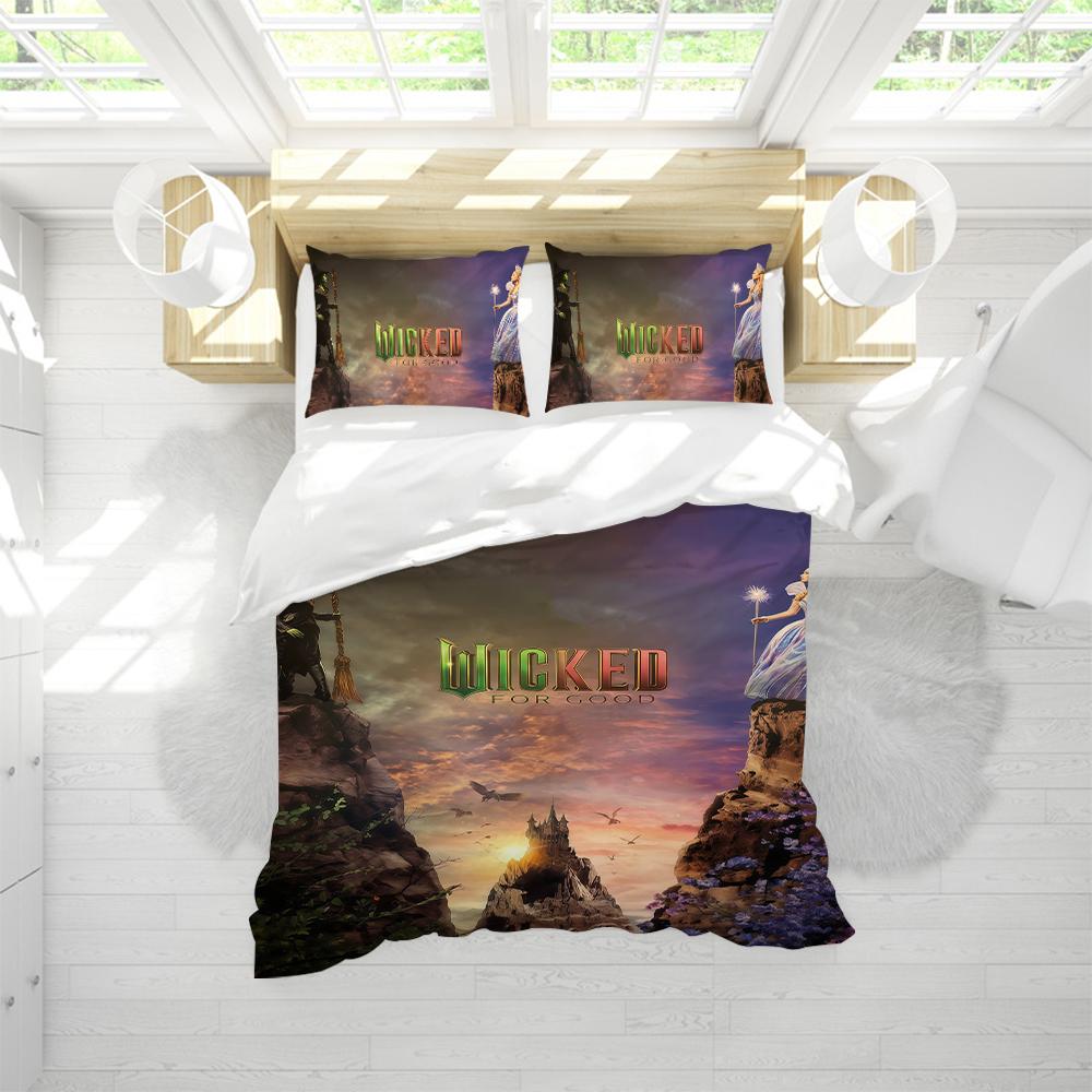 Movie W-Wicked For Good Duvet Cover Set Soft Wash Bed 3 Piece Summer Comfortable Student Dormitory Home Baby Bedding Best seller