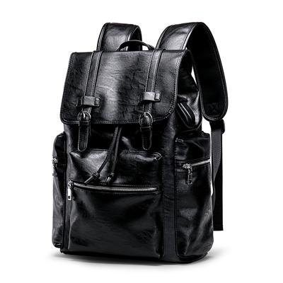 Zaino da uomo in pelle PU di grande capacità zaino espandibile caricatore USB viaggio computer laptop studenti moda