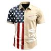 Men's Short Sleeve Collared Casual Shirt with USA Letter Print and Independence Day Theme Button Down Design for Spring Summer