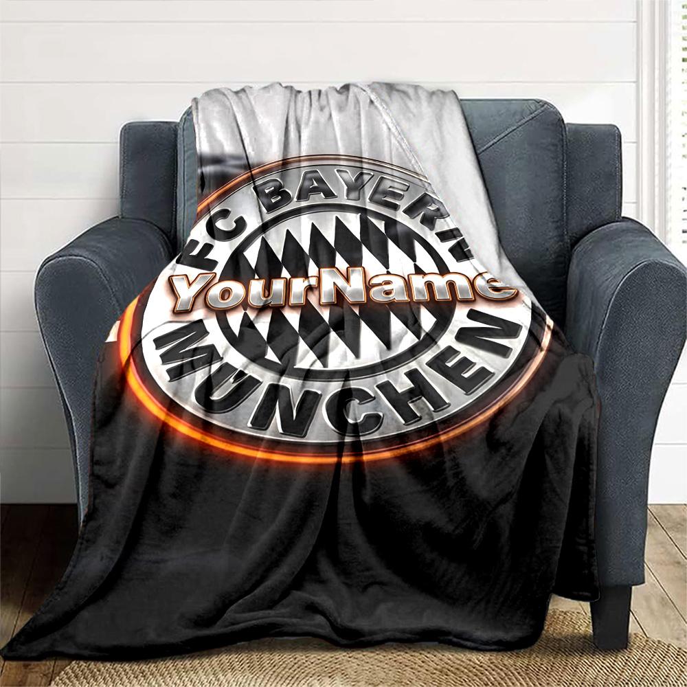 Bayern Munich Personalized Name Blanket Throw Customizable Blanket Warmthful Decor Great for Living Room Sofa Home Decor Nap Four Seasons Universal