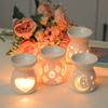 Ceramics Tealight Candle Holder Aromas Diffuser Essential Oil Burners for Home Decoration Romantics Hollowed Out Pattern