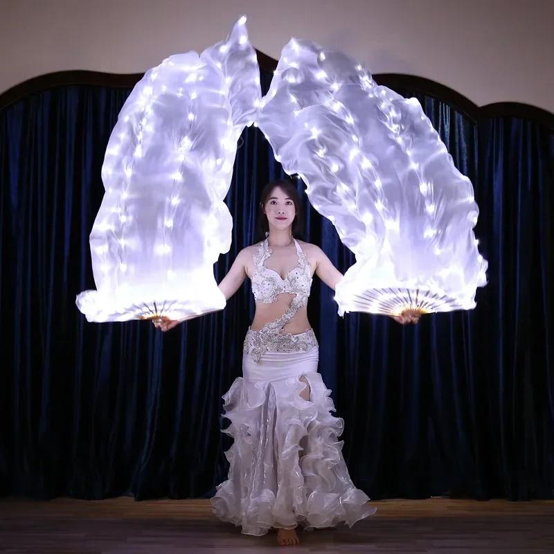 Halloween Rave 1.5 Meters Carnival Led Silk Fan Veil Dance Hand Fan Isis Stage Performance Belly Dancing Party Photo Prop