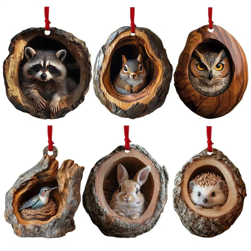 Christmas Acrylic Animal Ornaments 2025 Christmas Tree Pendant Seasonal Decor for Tree Hanging Xmas Navidad Party Supplies