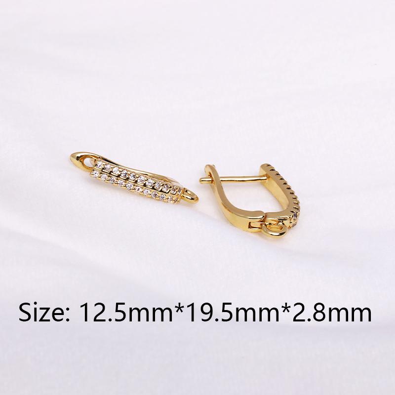 Earring Making Supplies 18K Gold Plated Inlaid Zircon Earring Hooks With Open Jump Ring,DIY Jewelry Accessories Wholesale