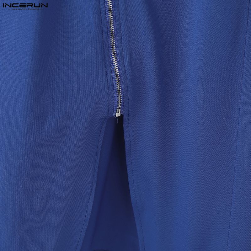 INCERUN Magliette Casual da Uomo con Collo Stretto, Manica Lunga, Zip Laterale, Vestibilità Aderente