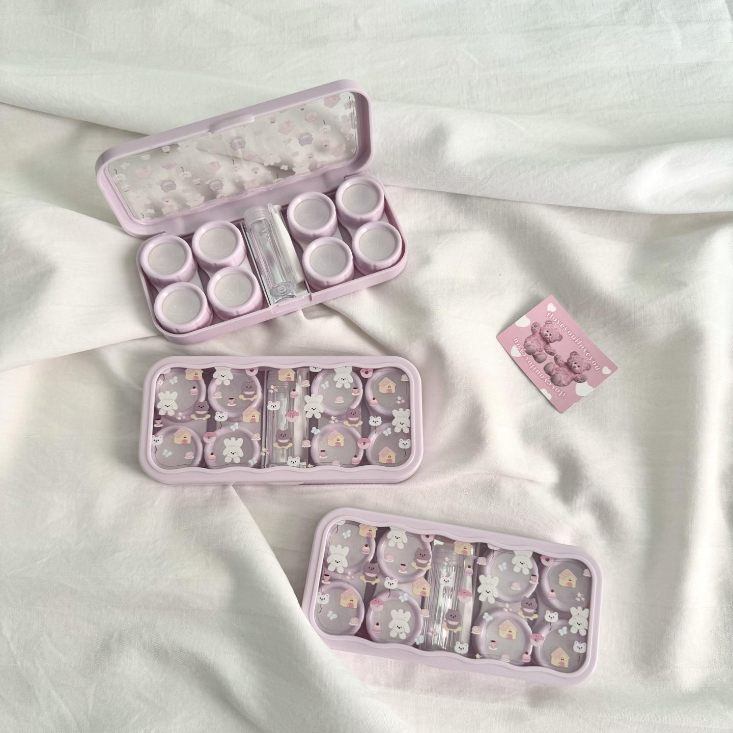 

Ins Cute Animal Contact Lens Box Contact Lens Companion Care Box with Glasses Tweezers Contact Lenses Case Travel Beauty Case