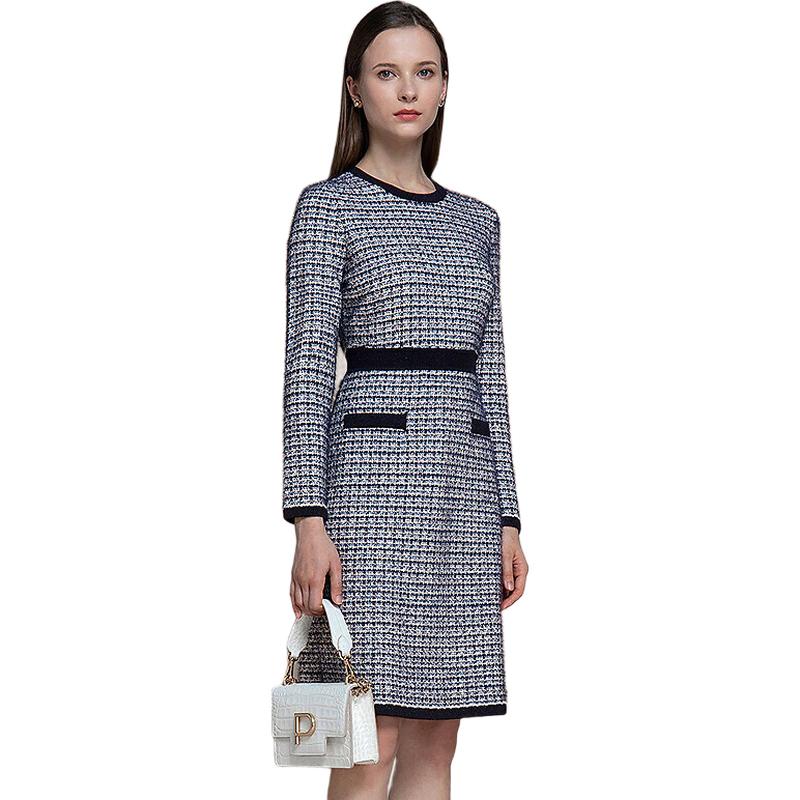 

PORTS Женское осенне-зимнее трикотажное платье с цветочным узором и цветовыми блоками L