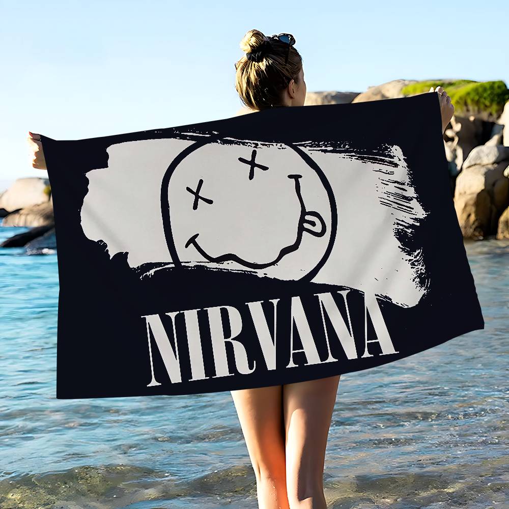 A-N-Nirvana-Rock Band Asciugamano da Bagno Microfibra Morbido Assorbente Traspirante Per Ragazza Bambini Decorativo Cartone Animato Asciugamano da Spiaggia