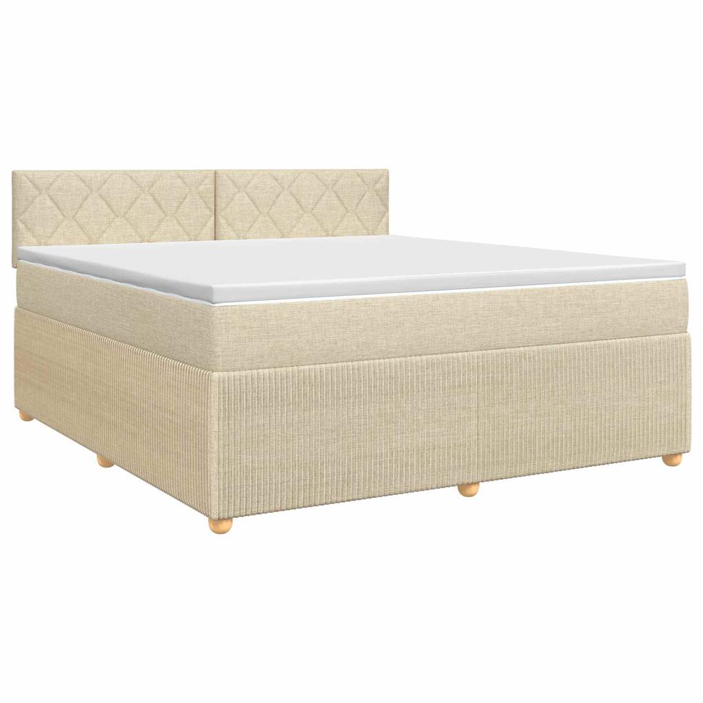 Box Spring Bed with Mattress Cream 160 x 200 cm Fabric