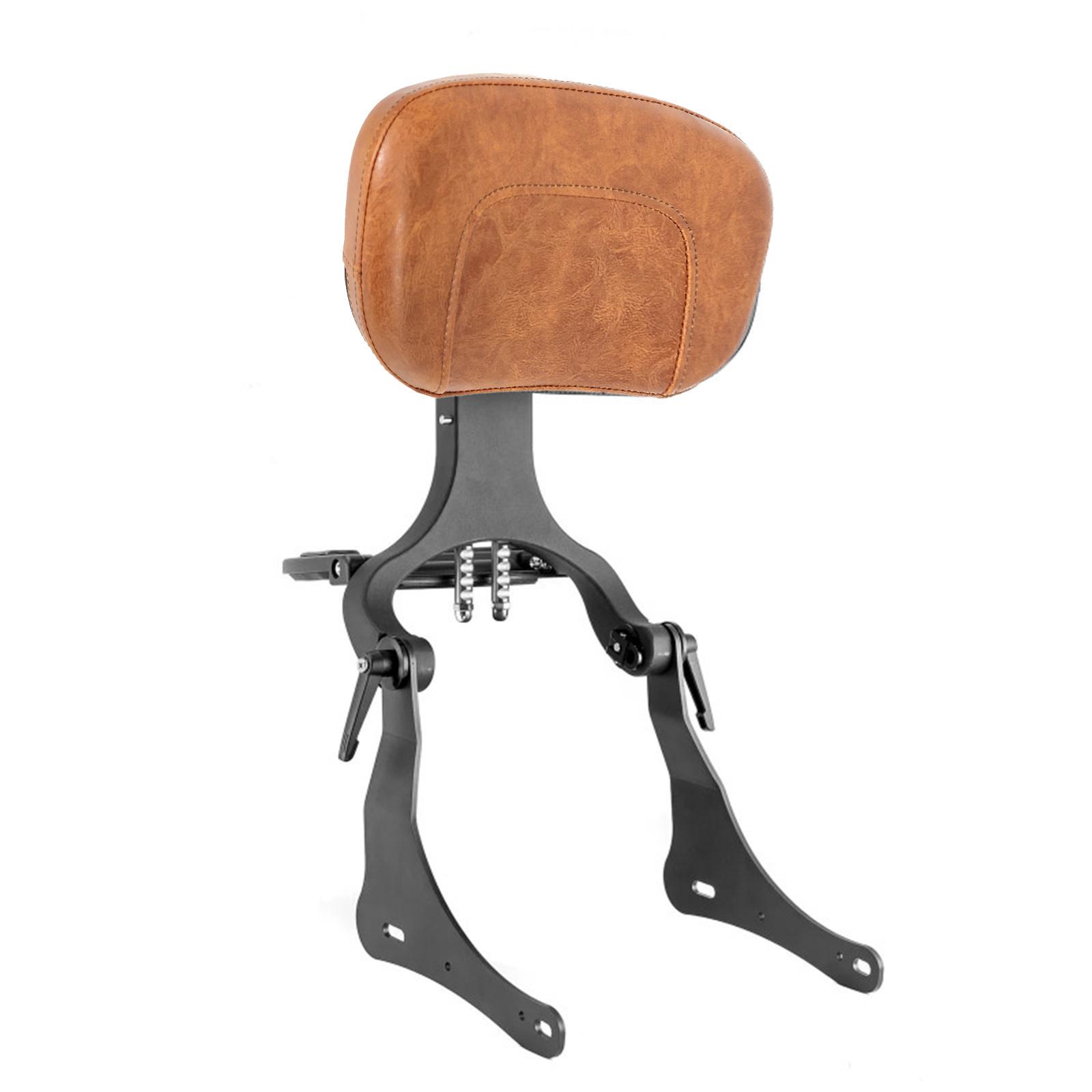 Adjustable Folding Rider Driver Passenger Backrest Sissy Bar for Kawasaki 2015-2025 Vulcan S 650 EN650 VN650 Brown Pad Black Bar