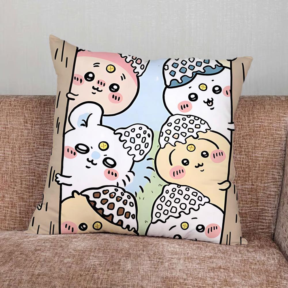 CartoonC-Chiikawas-Cute Pillow Case For Home Bedroom Car Office Decoration Living Room Sofa Cushion Cover Suitable