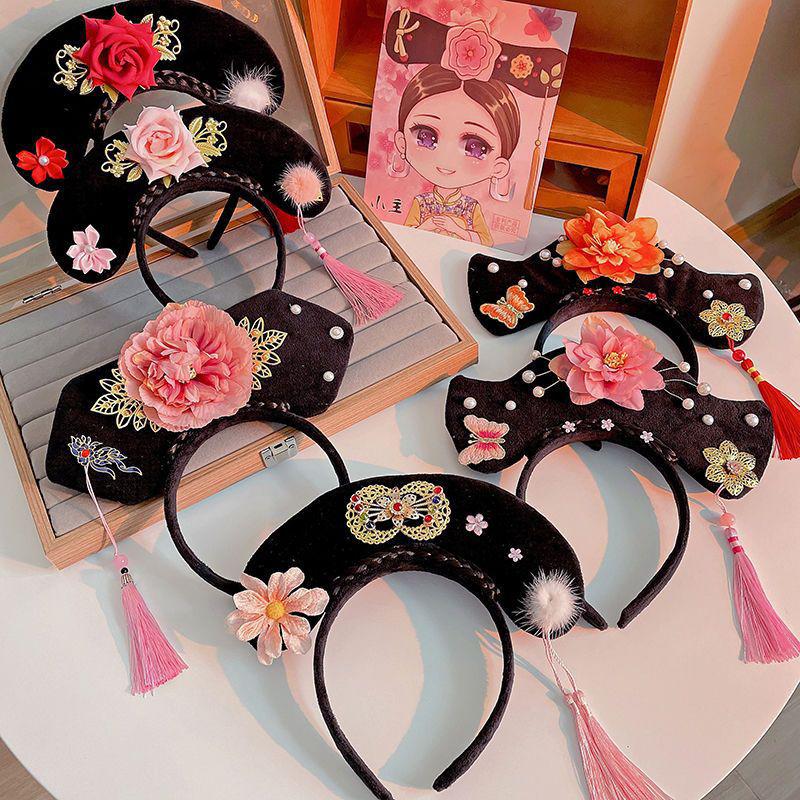 Ancient Royal Court Queen Princess Headband Headdress Classical Hanfu Cheongsam Hair Hoop Accessories