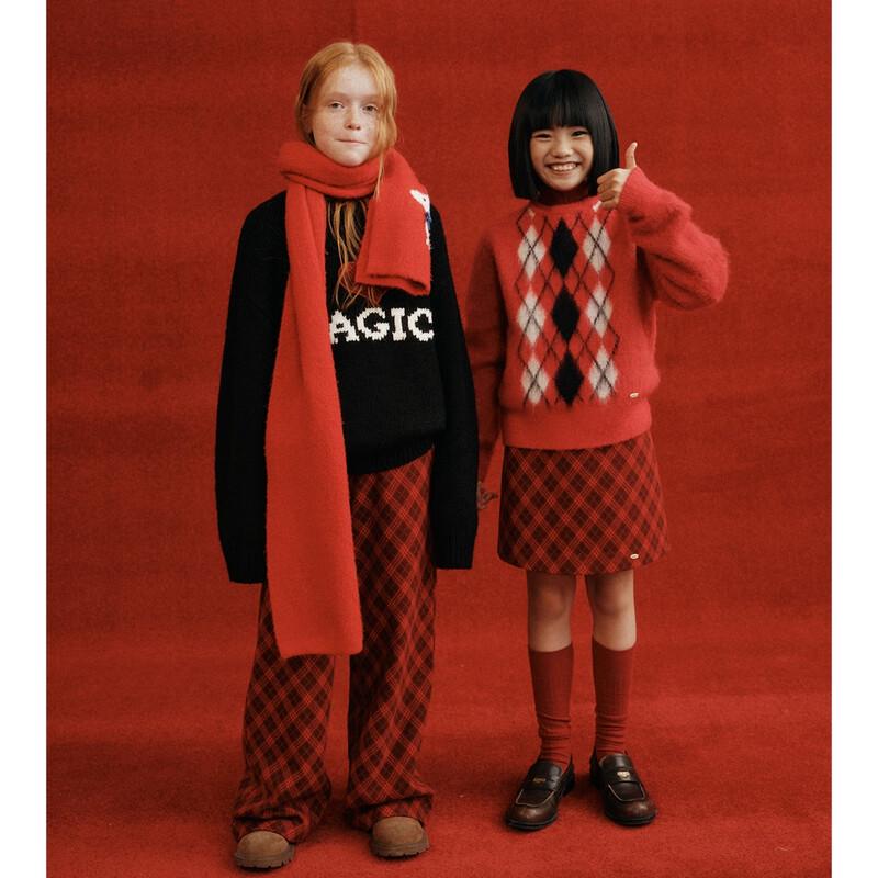 ELLE KIDS Girls' Vintage Red Plaid A-Line Skirt