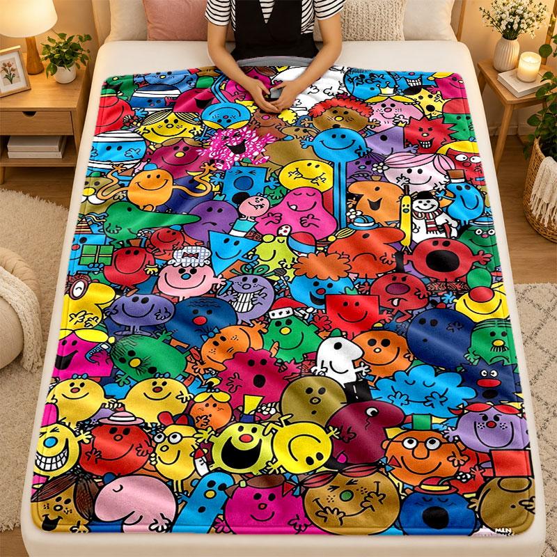 Flannel BlanketMr. Men & Little Miss Warm Soft Throw Blanket for Indoor Sofa Bed Living Room Use
