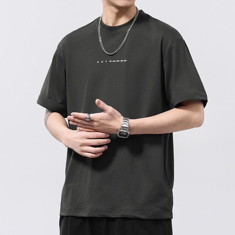 230g Comfortable Mesh Loose Round Neck Short-sleeved T-shirt for Men