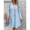 Polka Dot 3D Print Dresses For Women 2026 Autumn Fashion Long Sleeve A-Line Dress Women Casual O-Neck Loose Home Dress Vestidos