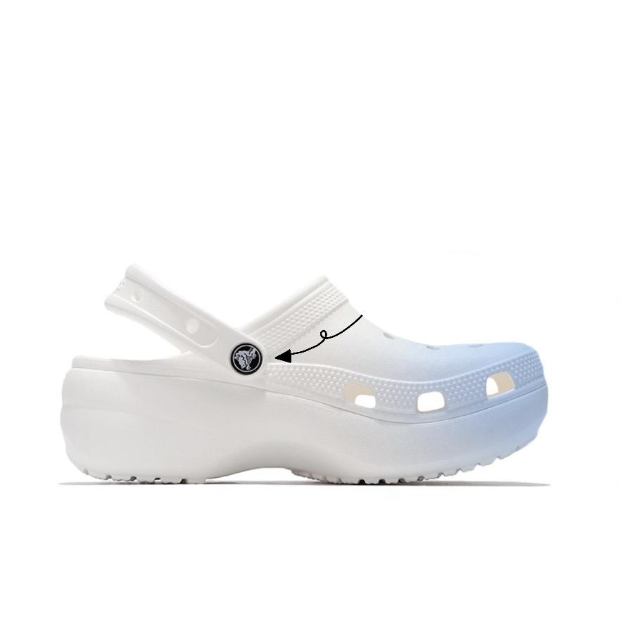 Crocs Classic Platform Clog Hello Beach Girl School Style EVA Versatile Hole Shoes Unisex Blue Pink